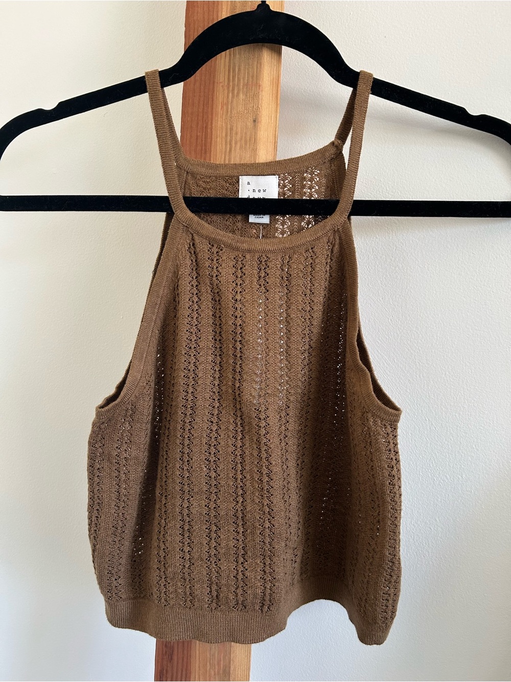 a new day Brown Openwork Knit Tank Top